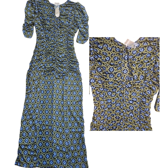 NWT Free People Summer Ruched Bodycon Midi Dress sz S - Picture 8 of 9